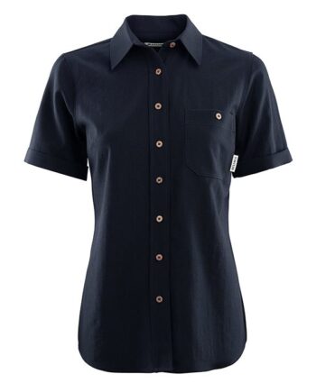 Mørkeblå Aclima Leisurewool Short Sleeve Shirt Woman Navy Skjorter - Aclima Shirt  - 7034041084456