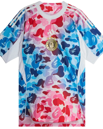 Pink Adidas Bape Football Graphic Slim Jersey Shirt Blue - Adidas Shirt  - 4068804443313