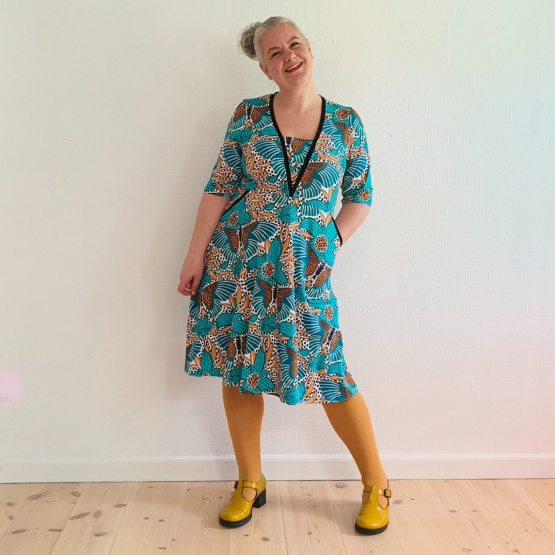 Blå Ama Kjole Turquoise Butterfly - Amamiko Jeans