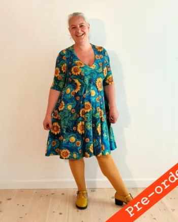Blå Emi Kjole Blue Sunflower - Amamiko Jeans