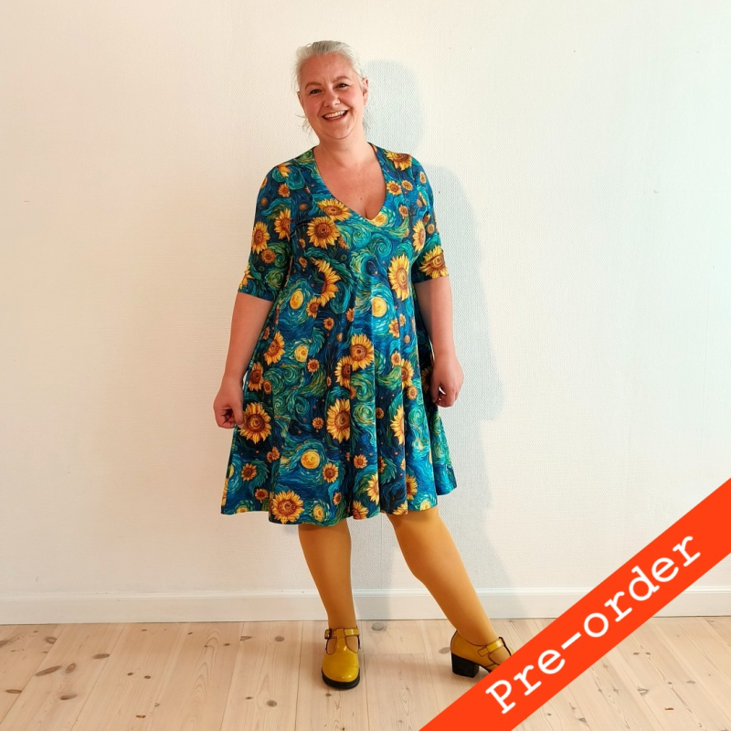 Blå Emi Kjole Blue Sunflower - Amamiko Jeans