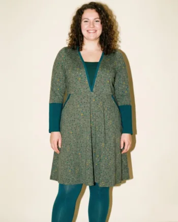 Grøn Plus Size Kjole Ama Army Dot - Amamiko Jeans