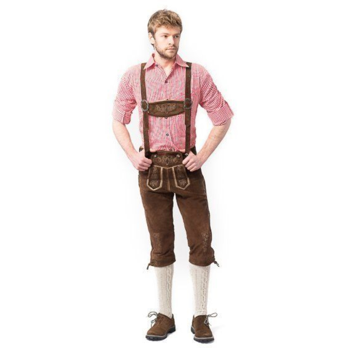 Tyroler Lederhosen Bukser Rudi Lang Mørkebrun - Jeans