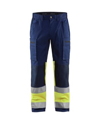 BlÅklder 1551 High Vis Buks Med Stretch Marineblå High Vis Gul Herre Marineblå High Vis Gul C44 Bukser Arbejdstøj Blyantlomme - BlÅklÄder Jeans  - 7330509538197