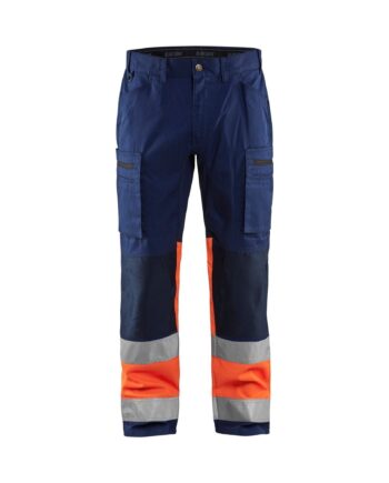 BlÅklder 1551 High Vis Buks Med Stretch Marineblå High Vis Orange Herre Marineblå High Vis Orange C44 Bukser Arbejdstøj Blyantlomme - BlÅklÄder Jeans  - 7330509662922