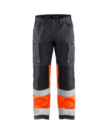 BlÅklder 1551 High Vis Buks Med Stretch Mellemgrå High Vis Orange Herre Mellemgrå High Vis Orange C44 Bukser Arbejdstøj Blyantlomme - BlÅklÄder Jeans  - 7330509746158