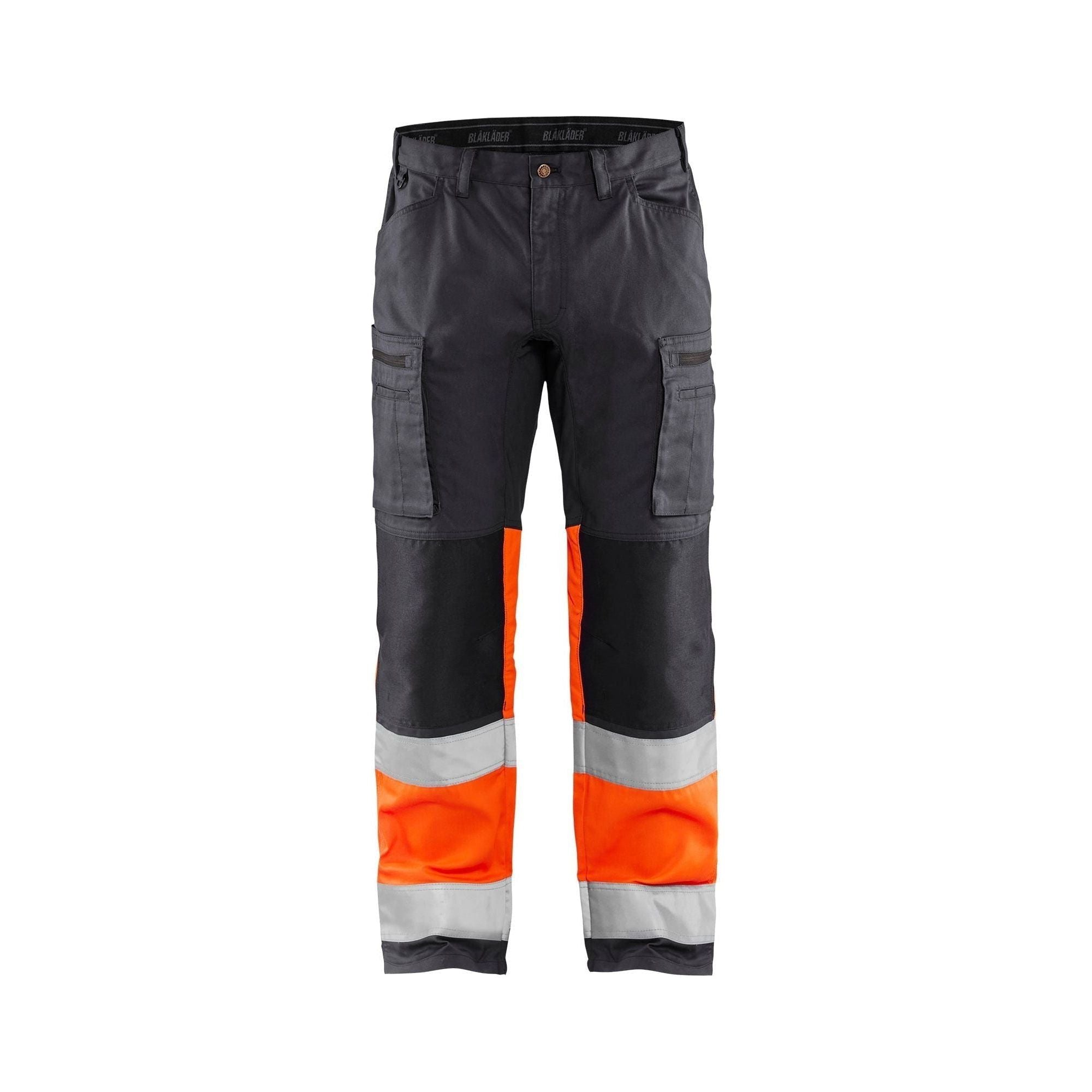 BlÅklder 1551 High Vis Buks Med Stretch Mellemgrå High Vis Orange Herre Mellemgrå High Vis Orange C44 Bukser Arbejdstøj Blyantlomme - BlÅklÄder Jeans - 7330509746158