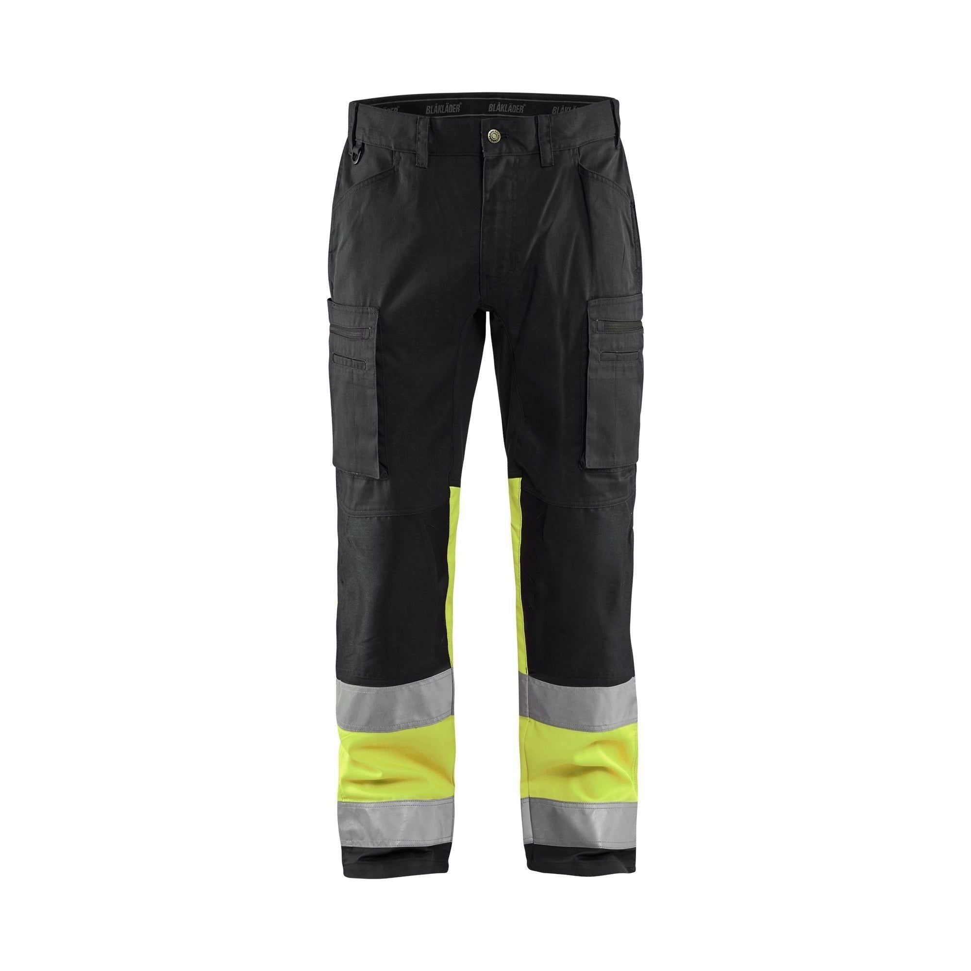 BlÅklder 1551 High Vis Buks Med Stretch Sort High Vis Gul Herre Sort High Vis Gul C44 Bukser Arbejdstøj Blyantlomme - BlÅklÄder Jeans - 7330509539828