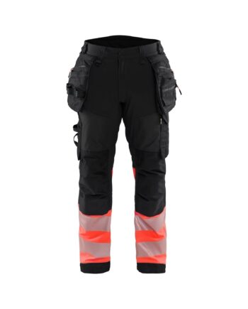BlÅklder 1821 High Vis Softshell Buks Sort High Vis Rød Herre Sort High Vis Rød C44 Softshell Bukser Arbejdsbukser Baglomme - BlÅklÄder Jeans  - 7330509879191