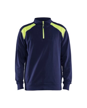 BlÅklder 3353 Sweatee Shirt Half Zip Marineblå High Vis Gul Herre Marineblå High Vis Gul Sweatee Shirt BlÅklder Herre - BlÅklÄder Shirt  - 7330509597149