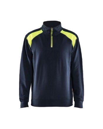 BlÅklder 3353 Sweatee Shirt Half Zip Mørk Marineblå High Vis Gul Herre Mørk Marineblå High Vis Gul Sweatee Shirt BlÅklder Herre - BlÅklÄder Shirt  - 7330509898154