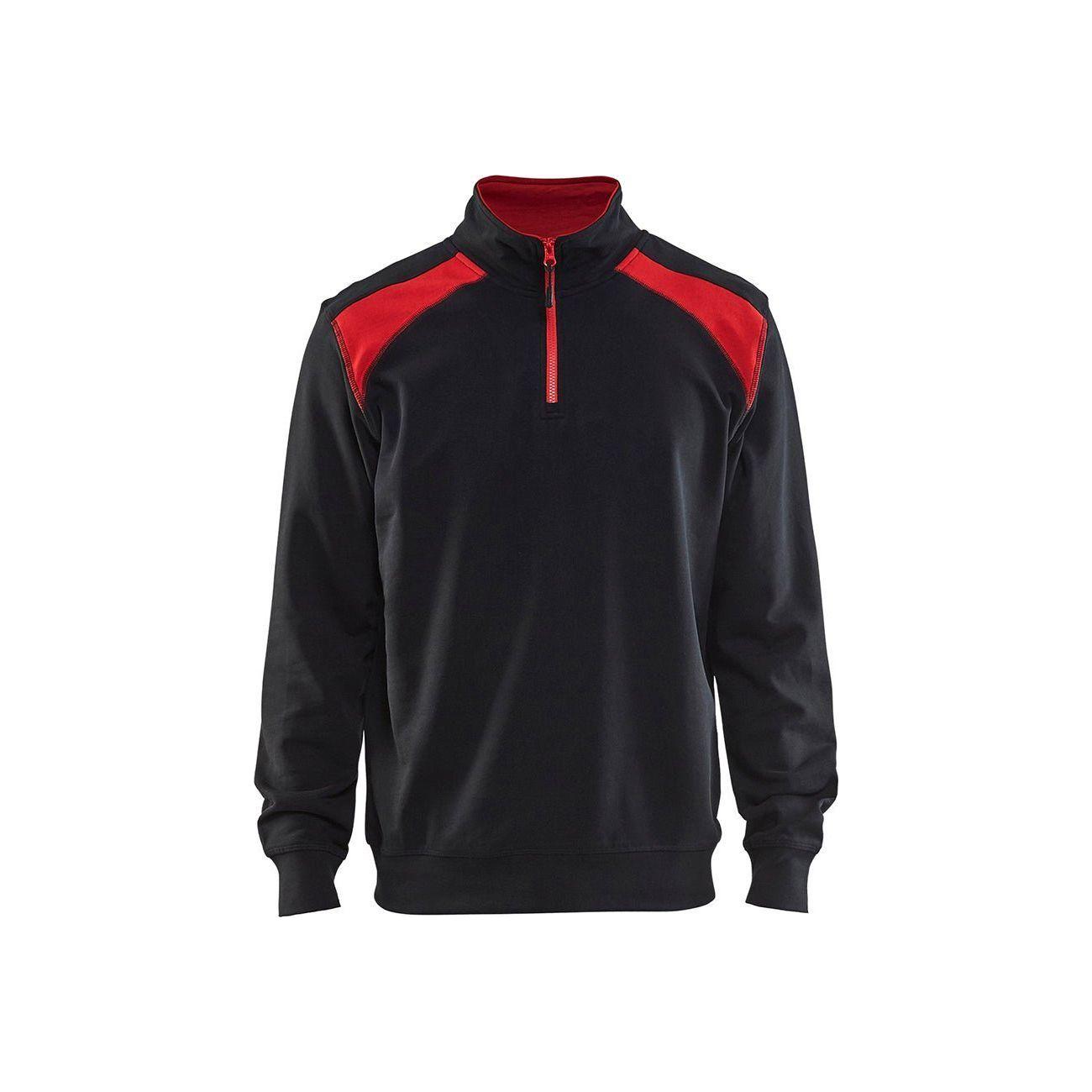 BlÅklder 3353 Sweatee Shirt Half Zip Sort Rød Herre Sort Rød Sweatee Shirt BlÅklder Herre - BlÅklÄder Shirt - 7330509456224