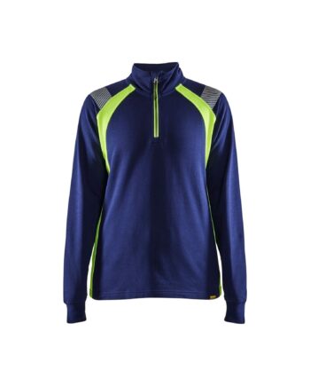 BlÅklder 3403 Dame Sweatee Shirt Half Zip Marineblå High Vis Gul Sweatee Shirt BlÅklder Discount - BlÅklÄder Shirt  - 7330509815519