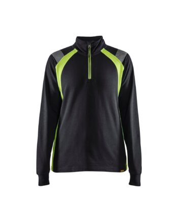 BlÅklder 3403 Dame Sweatee Shirt Half Zip Sort High Vis Gul Sweatee Shirt BlÅklder Discount - BlÅklÄder Shirt  - 7330509815588