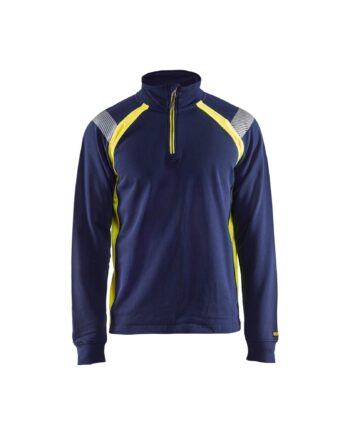 BlÅklder 3432 Sweatee Shirt Half Zip Herre Marineblå High Vis Gul Sweatee Shirt BlÅklder Fjernlager - BlÅklÄder Shirt  - 7330509595572