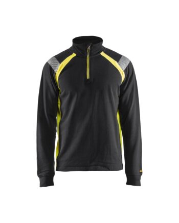 BlÅklder 3432 Sweatee Shirt Half Zip Herre Sort High Vis Gul Sweatee Shirt BlÅklder Fjernlager - BlÅklÄder Shirt  - 7330509595657
