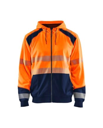 BlÅklder 3546 High Vis Hættetrøje Herre High Vis Orange Marineblå Sweatee Shirt BlÅklder Iso 20471 Klasse - BlÅklÄder Shirt  - 7330509623299