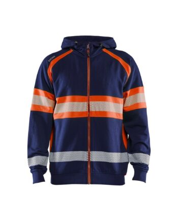 BlÅklder 3552 High Vis Hættetrøje Herre Marineblå High Vis Orange Sweatee Shirt BlÅklder Iso 20471 Klasse - BlÅklÄder Shirt  - 7330509831069