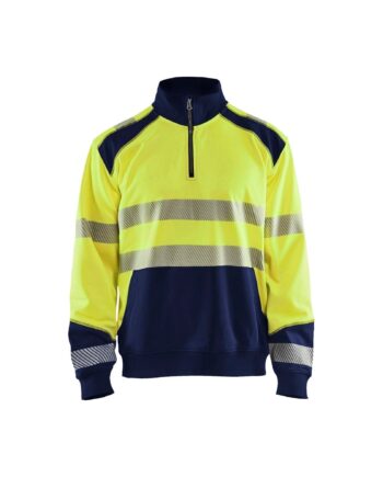 BlÅklder 3556 High Vis Sweatee Shirt Half Zip Herre High Vis Gul Marineblå Sweatee Shirt BlÅklder Iso 20471 Klasse - BlÅklÄder Shirt  - 7330509610138