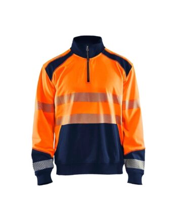 BlÅklder 3556 High Vis Sweatee Shirt Half Zip Herre High Vis Orange Marineblå Sweatee Shirt BlÅklder Iso 20471 Klasse - BlÅklÄder Shirt  - 7330509623459