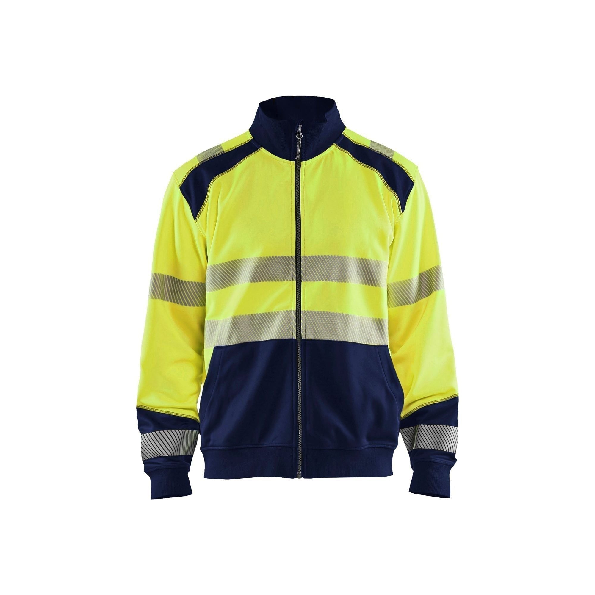 BlÅklder 3558 High Vis Sweatee Shirt Full Zip Herre High Vis Gul Marineblå Sweatee Shirt BlÅklder Iso 20471 Klasse - BlÅklÄder Shirt - 7330509610299