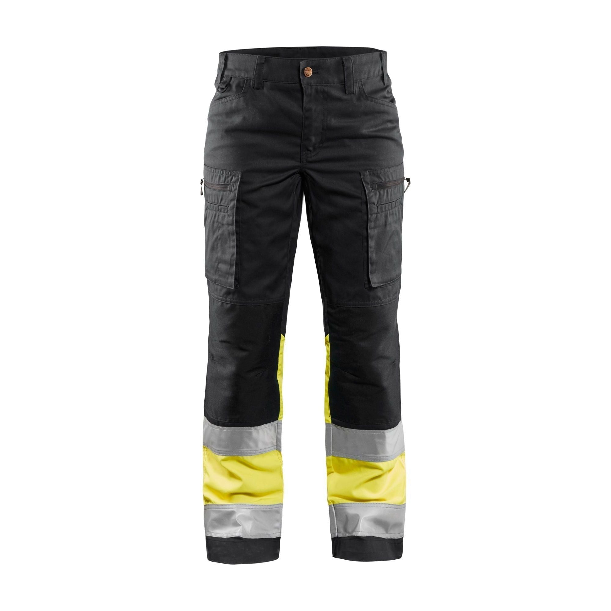 BlÅklder 7161 High Vis Buks Med Stretch Dame Sort High Vis Gul C32 Bukser Arbejdsbukser Baglomme - BlÅklÄder Jeans - 7330509615706