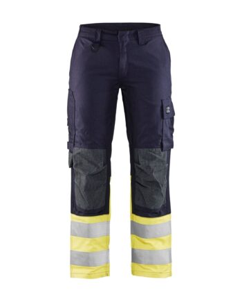 BlÅklder 7188 Flammehæmmende Multinorm Buks Inherent Dame Marineblå High Vis Gul C34 Bukser Antistatisk Baglomme - BlÅklÄder Jeans  - 7330509664049