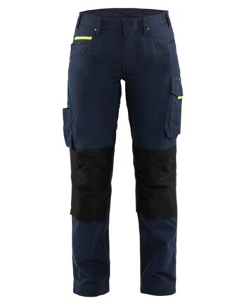 BlÅklder 7195 Service Buks Med Stretch Dame Mørk Marineblå High Vis Gul C32 Bukser Baglomme Blyantlomme - BlÅklÄder Jeans  - 7330509893975