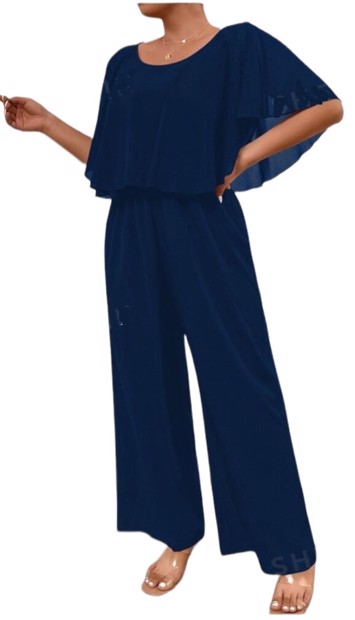 Buksedragt Med Blondeoverdel Liselotte Navy - Jeans