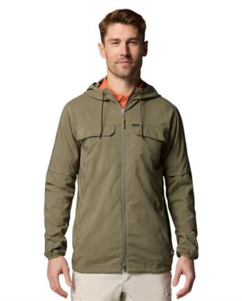 Grøn Columbia Mens Skien Valley Hooded Shirt Stone Green - Shirt  - 195982144900