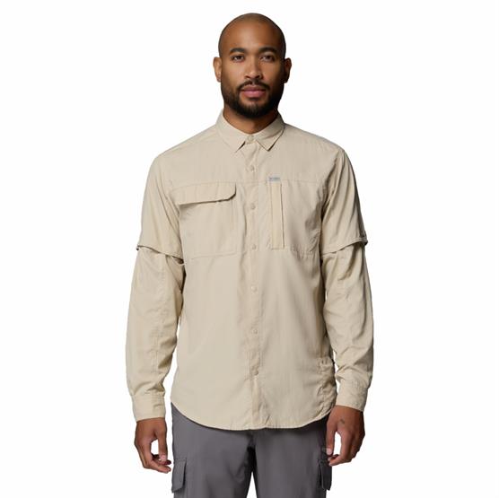 Columbia Skien Valley Long Sleeve Shirt Mens Ancient Fossil - Shirt - 198711905216