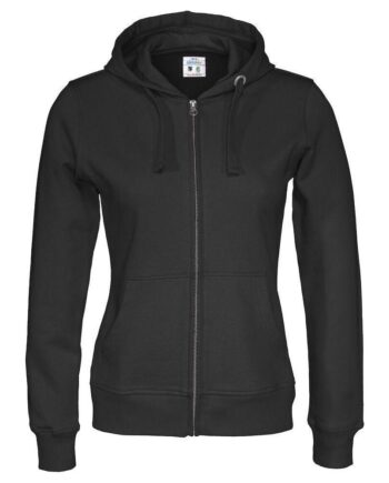 Sort Cottover Full Zip Hood Dame 141009 Black Sweatee Shirt Dame Fairtrade - Cottover Shirt  - 7332643124373