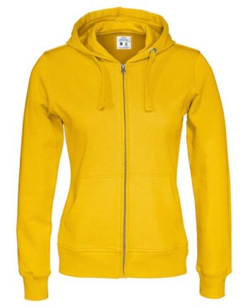 Gul Cottover Full Zip Hood Dame 141009 Yellow Sweatee Shirt Dame Fairtrade - Cottover Shirt  - 7332643123833