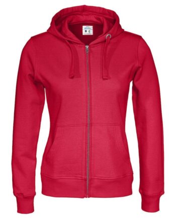 Cottover Full Zip Hood Dame 141009 Red Sweatee Shirt Dame Fairtrade - Cottover Shirt  - 7332643123956