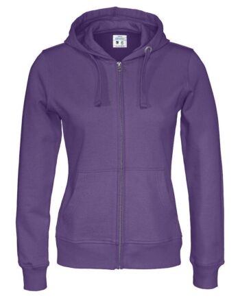 Lilla Cottover Full Zip Hood Dame 141009 Purple Sweatee Shirt Dame Fairtrade - Cottover Shirt  - 7332643124250