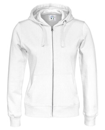 Hvid Cottover Full Zip Hood Dame 141009 White Sweatee Shirt Dame Fairtrade - Cottover Shirt  - 7332643123710