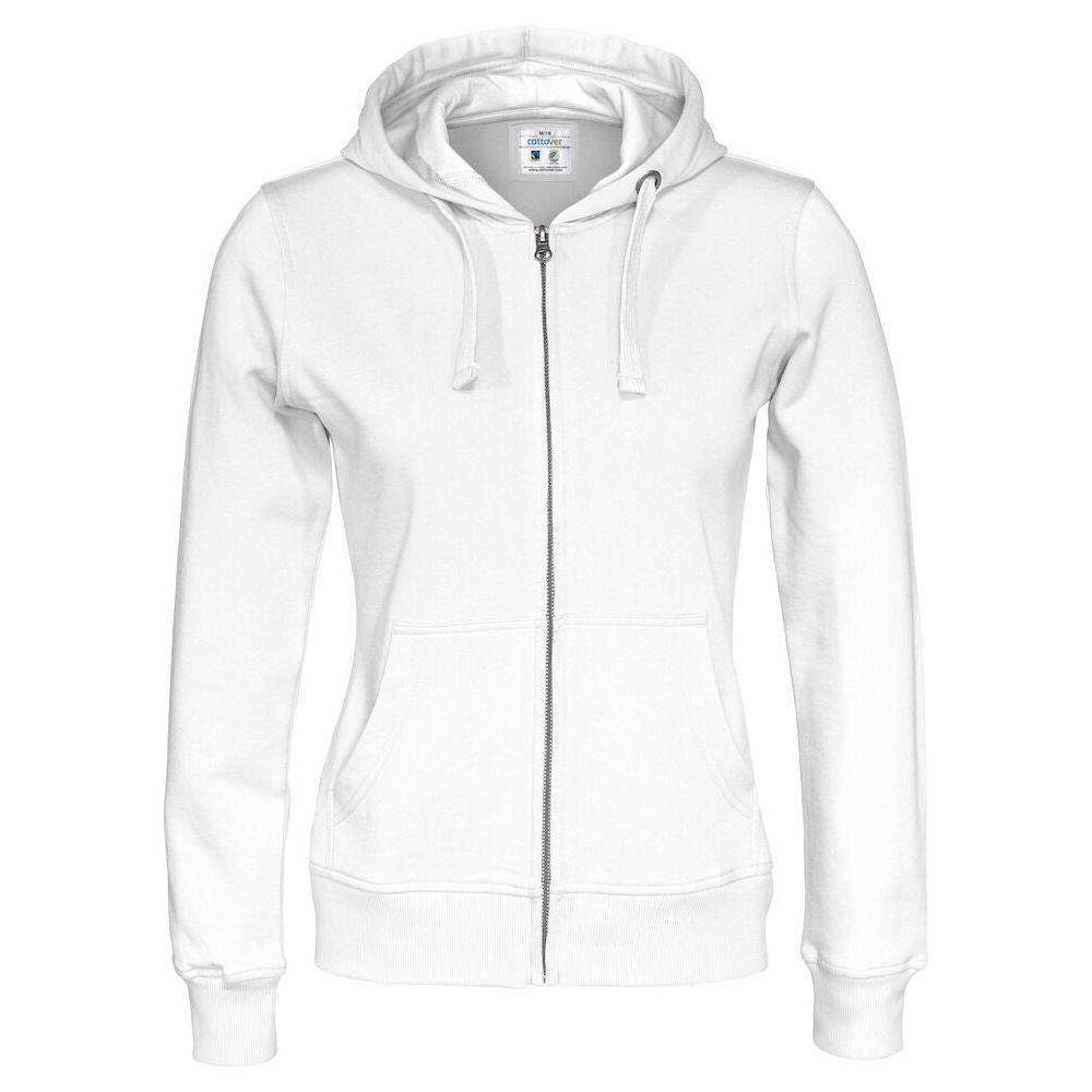 Hvid Cottover Full Zip Hood Dame 141009 White Sweatee Shirt Dame Fairtrade - Cottover Shirt - 7332643123710