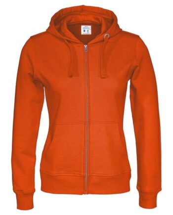 Cottover Full Zip Hood Dame 141009 Orange Sweatee Shirt Dame Fairtrade - Cottover Shirt  - 7332643123895