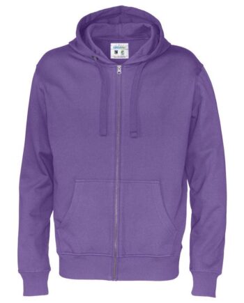 Lilla Cottover Full Zip Hood Herre 141010 Purple Sweatee Shirt Dame Fairtrade - Cottover Shirt  - 7332643125066