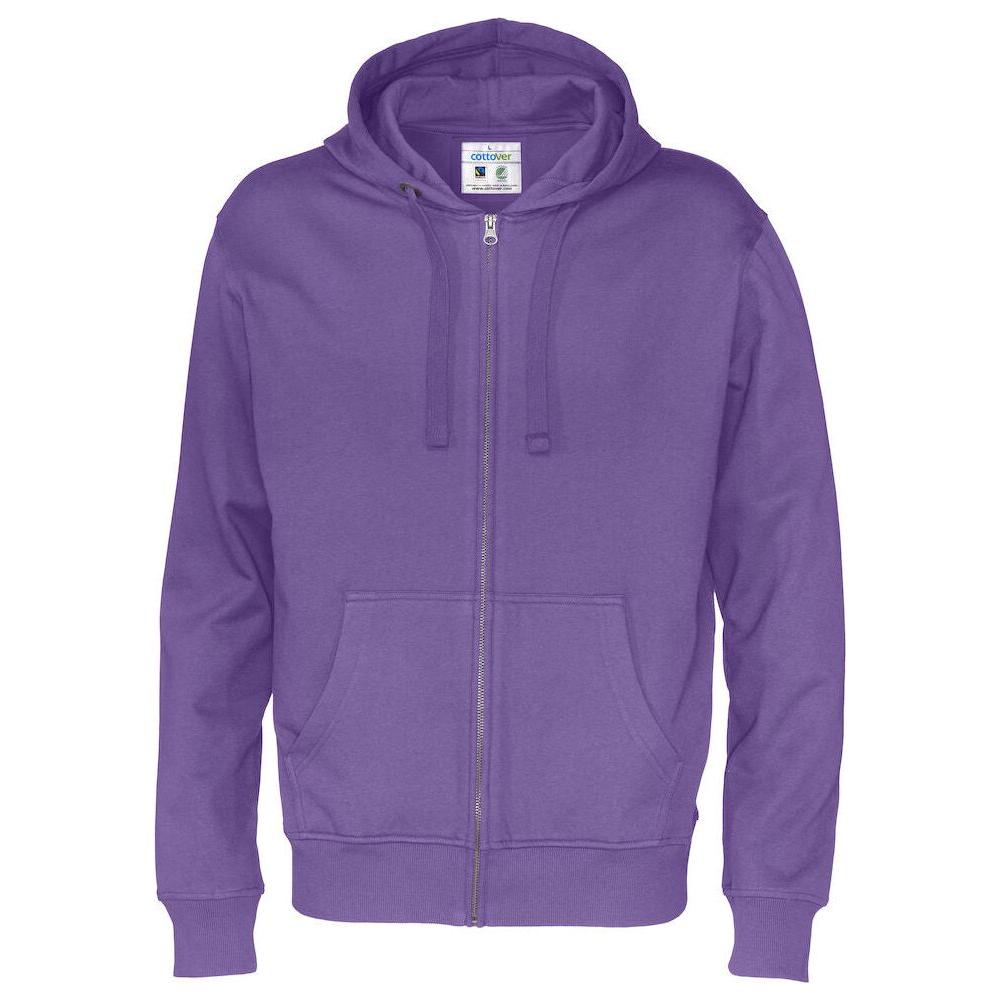 Lilla Cottover Full Zip Hood Herre 141010 Purple Sweatee Shirt Dame Fairtrade - Cottover Shirt  - 7332643125066