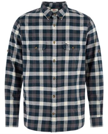 Hvid Fjallraven Skog Relaxed Shirt Mens Dark Navy Chalk White - Fjällräven Shirt  - 7323451199899