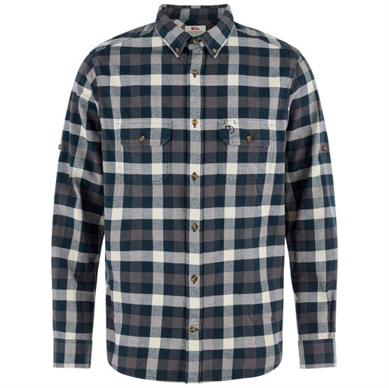 Hvid Fjallraven Skog Relaxed Shirt Mens Dark Navy Chalk White - Fjällräven Shirt - 7323451199899