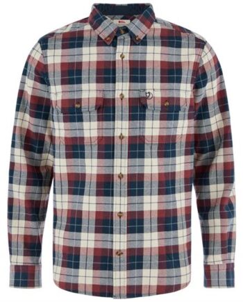 Fjallraven Singi Heavy Flannel Shirt Mens Dark Navy Maroon - Fjällräven Shirt  - 7323451205606