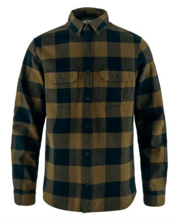 Fjallraven Vik Heavy Flannel Shirt Mens Wood Brown Dark Navy - Fjällräven Shirt  - 7323451063176