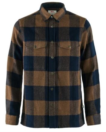 Fjallraven Canada Shirt Mens Chestnut Dark Navy - Fjällräven Shirt  - 7323450648169