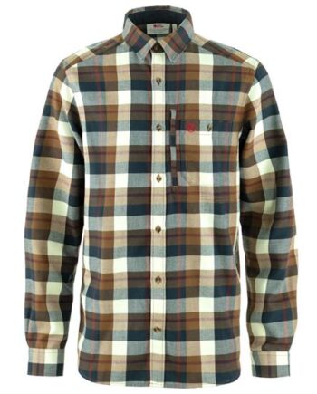 Hvid Fjallraven Fjallglim Shirt Mens Wood Brown Chalk White - Fjällräven Shirt  - 7323451110573