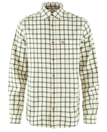Hvid Fjallraven Vik Flannel Shirt Mens Chalk White Laurel Green - Fjällräven Shirt  - 7323451110788