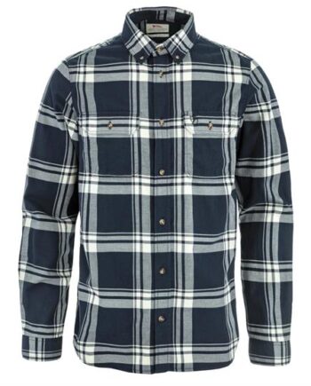 Hvid Fjallraven Vik Lite Flannel Shirt Mens Dark Navy Chalk White - Fjällräven Shirt  - 7323451148330