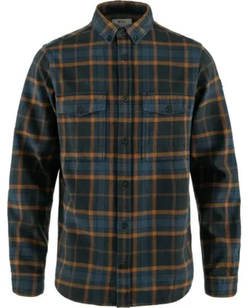 Mørkeblå Fjallraven Vik Twill Shirt Herre Mænd Dark Navy Chestnut Skjorter - Fjällräven Shirt  - 7323451062674