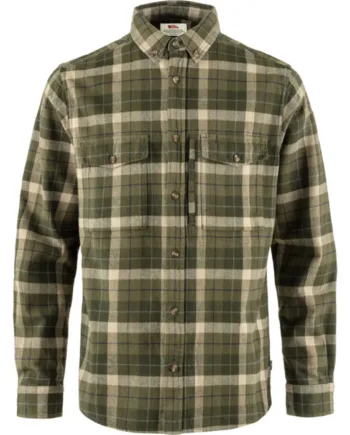 Grøn Fjallraven Varmland Heavy Flannel Shirt Herre Mænd Green Deep Forest Skjorter - Fjällräven Shirt  - 7323450924898